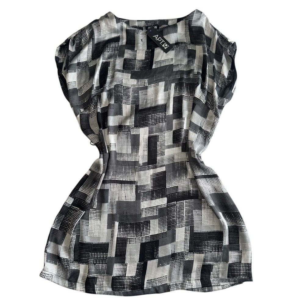 Apt 9 Patterned Dress | Lightweight | Woman Size Large | Black, White & Grey NWT